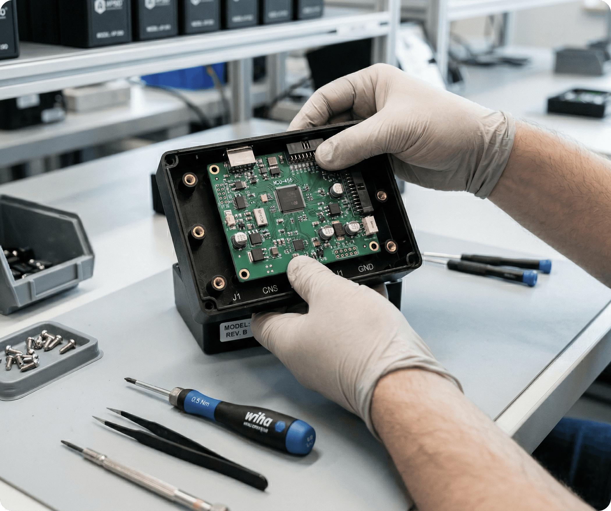 Комплексна конструкція електронного пристрою з PCB та корпусом